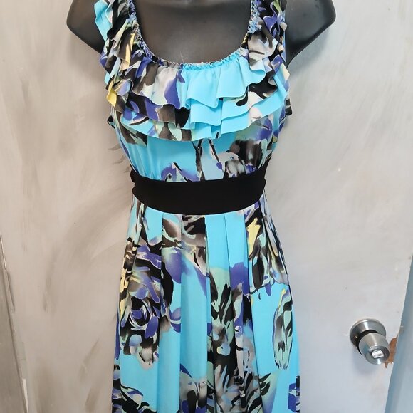 Candies Ruffled Neck Floral Dress - Picture 1 of 7